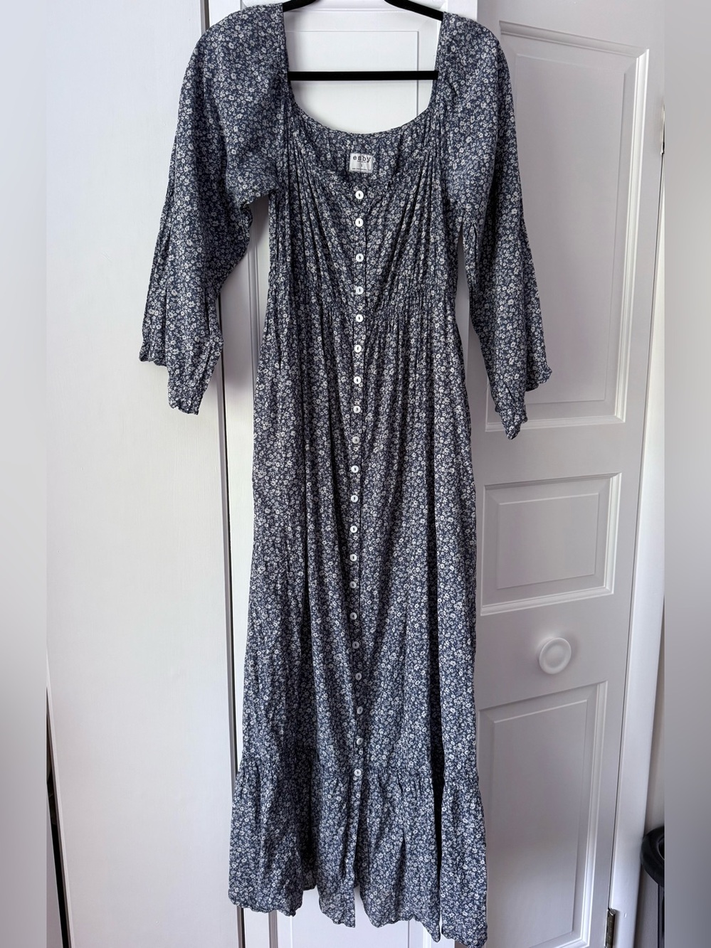 Esby Blue Floral Caterina Prairie Maxi Dress Cottagecore Midi Dress Small